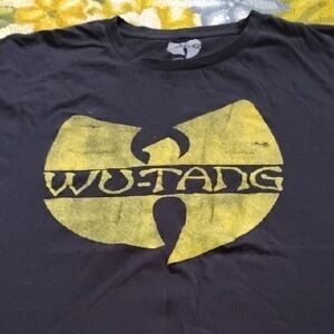 Men's XXL Vintage Wu-Tang Clan Logo Black Yellow Short Sleeve Shirt Hip Hop